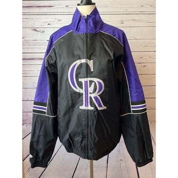 Colorado Rockies Majestic Full Zip Jacket MLB Coat Large Baseball Athletic Nylon